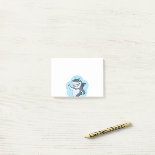 Personalisierter Funny Shark Cartoon Post-it Klebezettel (Auf Schreibtisch)