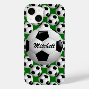 Personalisierter Fußball-Ball auf Fußball-Muster Case-Mate iPhone Hülle
