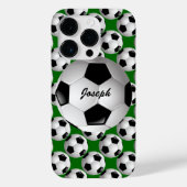 Personalisierter Fußball-Ball auf Fußball-Muster Case-Mate iPhone Hülle (Rückseite)