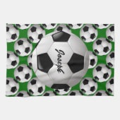 Personalisierter Fußball-Ball auf Fußball-Muster Geschirrtuch (Horizontal)