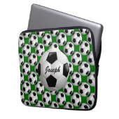 Personalisierter Fußball-Ball auf Fußball-Muster Laptopschutzhülle (Vorderseite Links)