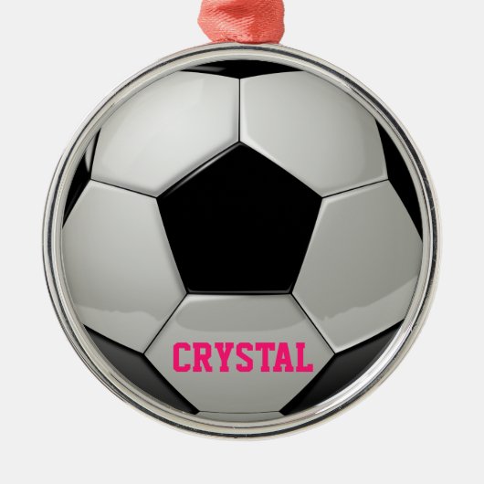 Personalisierter Fußball-Ball Rosa Ornament (Vorne)