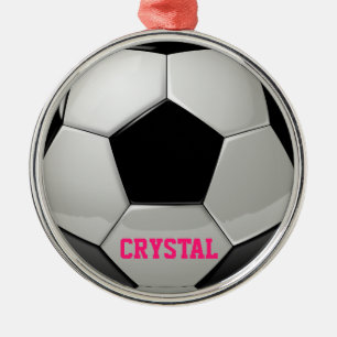 Personalisierter Fußball-Ball Rosa Ornament Aus Metall