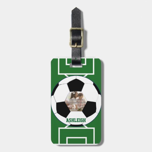 Personalisierter Fußball-Ball und Gepäckanhänger (Vorderseite vertikal)
