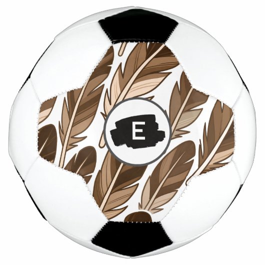 Personalisierter Fußball - Boho Monogram Brown (Vorderseite)