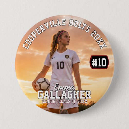 Personalisierter Fußball-Foto-Button Button (Vorderseite)