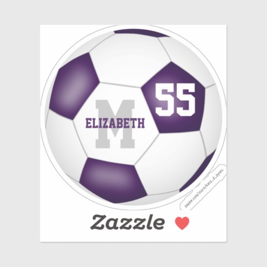 personalisierter Fußball für lila Weiße Aufkleber (Blatt)