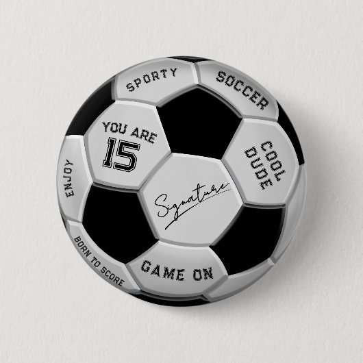Personalisierter Fußball-Geburtstag | Alter Name Button (Vorderseite)