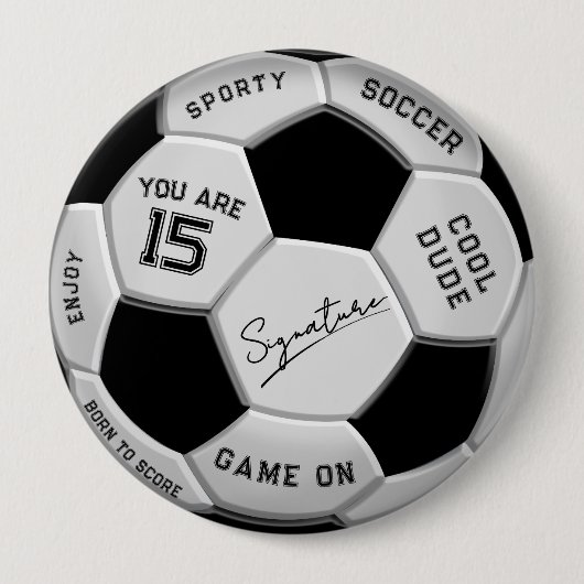 Personalisierter Fußball-Geburtstag | Alter Name Button (Vorderseite)