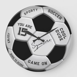 Personalisierter Fußball-Geburtstag Alter Name Große Wanduhr