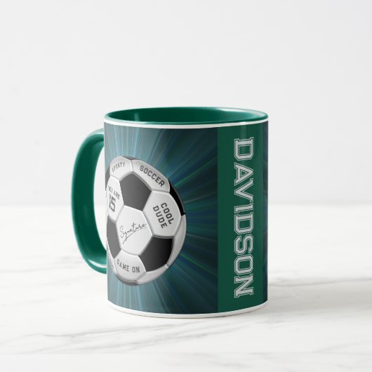 Personalisierter Fußball-Geburtstag | Alter Name Tasse (Vorderseite Links)