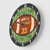 Personalisierter Fußball Name und Nummer 2.0 Große Wanduhr (Winkel)