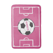 Personalisierter Fußball und Felsrosa Badematte (Vorderseite Vertikal)