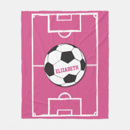 Personalisierter Fußball und Felsrosa Fleecedecke