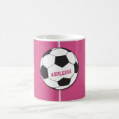 Personalisierter Fußball und Felsrosa Kaffeetasse (Mittel)