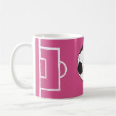 Personalisierter Fußball und Felsrosa Kaffeetasse (Links)