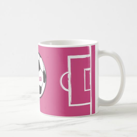 Personalisierter Fußball und Felsrosa Kaffeetasse (Rechts)