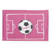 Personalisierter Fußball und Felsrosa Kissenbezug (Rückseite)