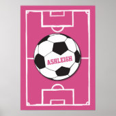 Personalisierter Fußball und Felsrosa Poster (Vorne)