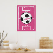 Personalisierter Fußball und Felsrosa Poster (Küche)