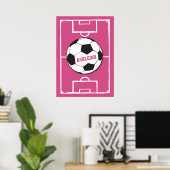 Personalisierter Fußball und Felsrosa Poster (Heimbüro)