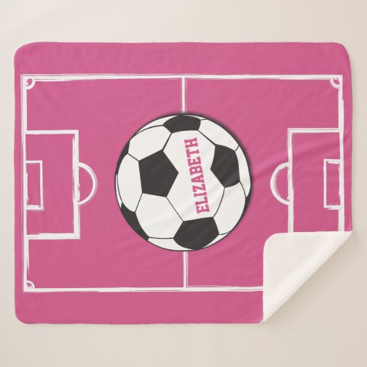 Personalisierter Fußball und Felsrosa Sherpadecke (Vorderseite (Horizontal))