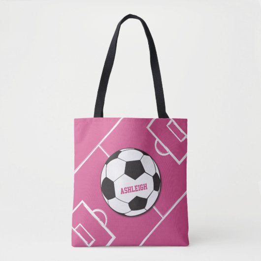Personalisierter Fußball und Felsrosa Tasche (Vorderseite)