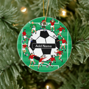 Personalisierter Fußball und Spieler Keramikornament