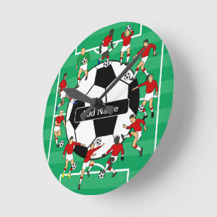 Personalisierter Fußball und Spieler Runde Wanduhr