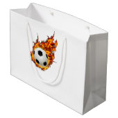 Personalisierter Fußballball auf Feuer Große Geschenktüte (Rückseite Schrägansicht)