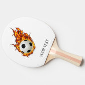 Personalisierter Fußballball auf Feuer Tischtennis Schläger (Seitenansicht)