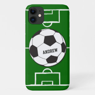 Personalisierter Fußballball und Feld iPhone 11 Hülle