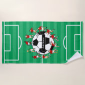 Personalisierter Fußballball und -spieler Strandtuch (Vorderseite)