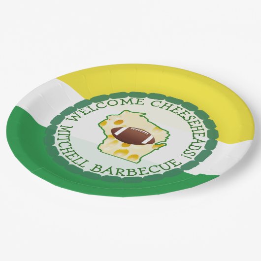 Personalisierter Fußballkäse Kopf Papier Teller (Schrägansicht)