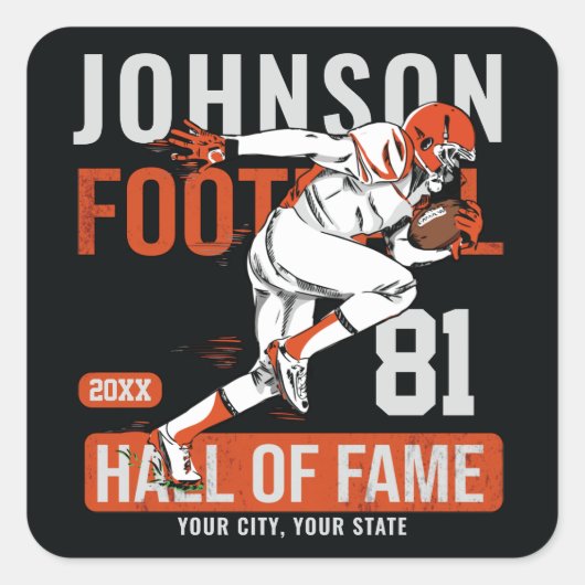 Personalisierter Fußballspieler Quadratischer Aufkleber (Vorderseite)