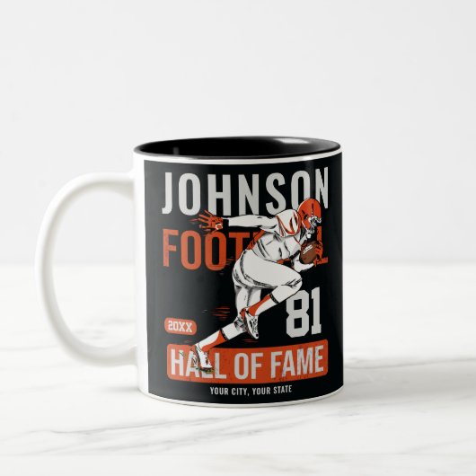 Personalisierter Fußballspieler Zweifarbige Tasse (Links)