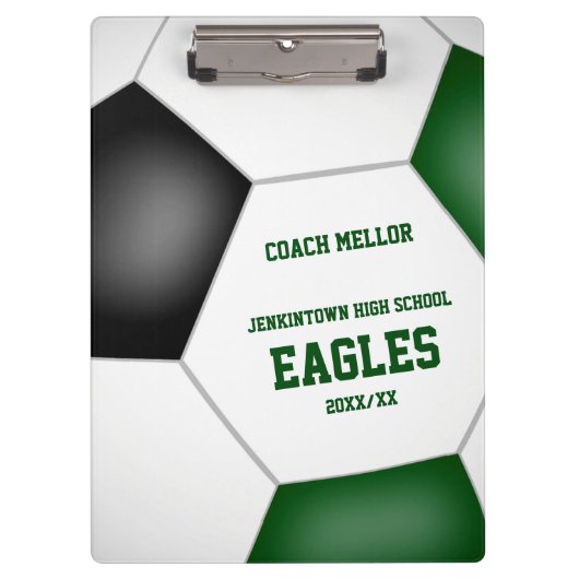 personalisierter Fußballtrainer in Schwarz Klemmbrett (Vorderseite)