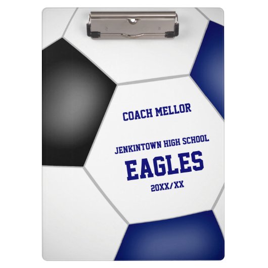 personalisierter Fußballtrainer in Schwarz Klemmbrett (Vorderseite)