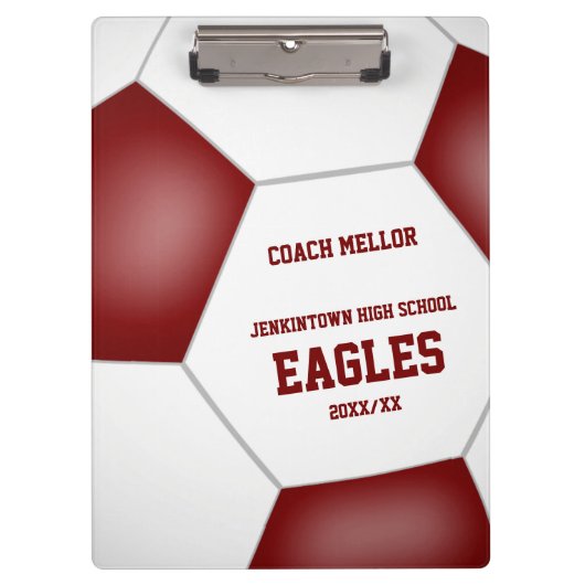 personalisierter Fußballtrainer in weißen Mannscha Klemmbrett (Vorderseite)