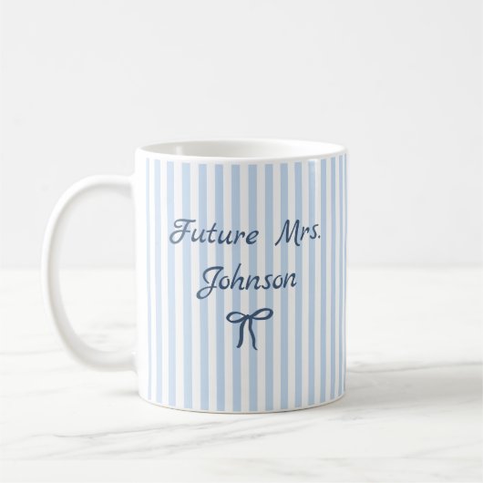 Personalisierter Future Mrs gestreifter Verlobungs Kaffeetasse (Links)