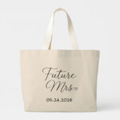Personalisierter Future Mrs Hochzeitsdatum-Tasche Jumbo Stoffbeutel (Rückseite)