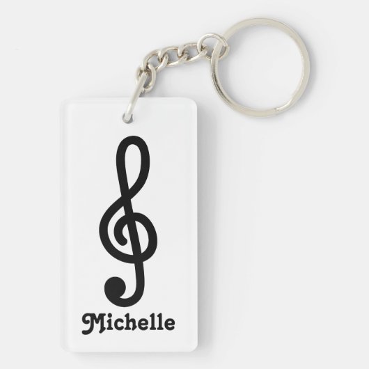 Personalisierter G Musiknote-Schlüsselanhänger Schlüsselanhänger (Rückseite)
