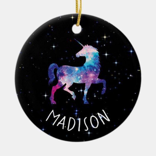 Personalisierter GalaxieUnicorn Keramik Ornament (Vorne)