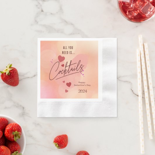Personalisierter Galentinstag Cocktail Napkins Serviette (Beispiel)
