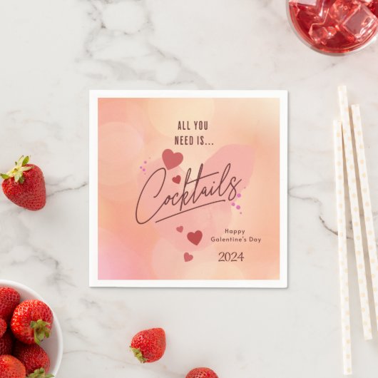 Personalisierter Galentinstag Cocktail Napkins Serviette (Beispiel)
