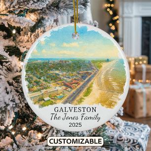 Personalisierter Galveston-Schmuck, Texas Keramik Ornament