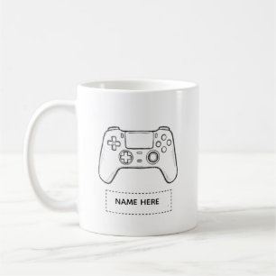 Personalisierter Gamer-Controller Minimalist Sketc Kaffeetasse