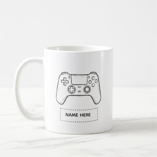 Personalisierter Gamer-Controller Minimalist Sketc Kaffeetasse (Links)