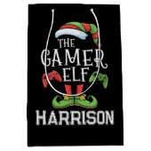 Personalisierter Gamer-Elf-Weihnachts-Video-Gaming Mittlere Geschenktüte (Vorderseite)