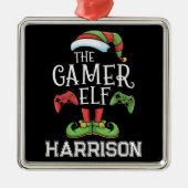 Personalisierter Gamer-Elf-Weihnachts-Video-Gaming Ornament Aus Metall (Vorne)